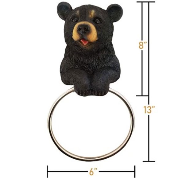 Black Bear Wall Mounted Towel Ring - Picture 2 of 6